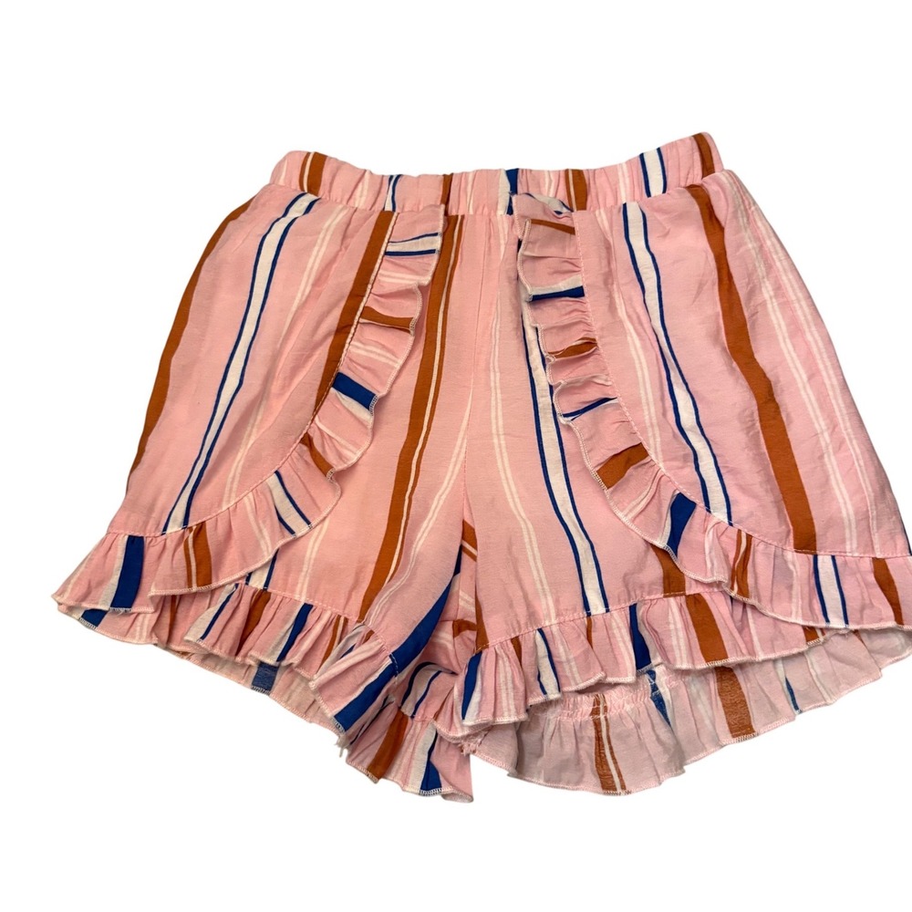Hannah Banana Girls Pink Striped Ruffle Trim Shorts Size 6 A15103